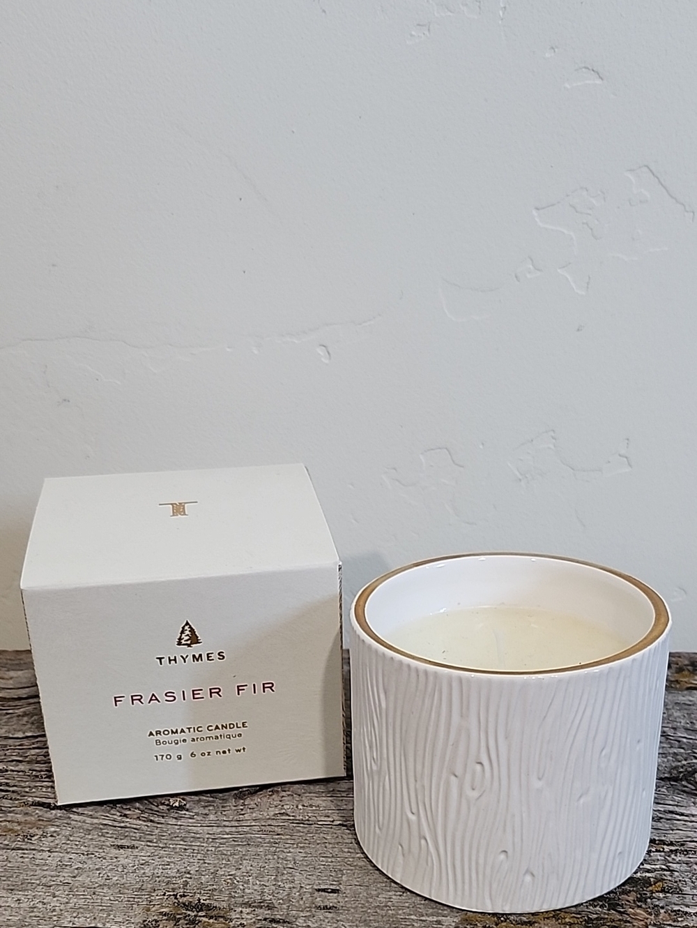 Thymes Frasier Fir Ceramic Scented Candle - White